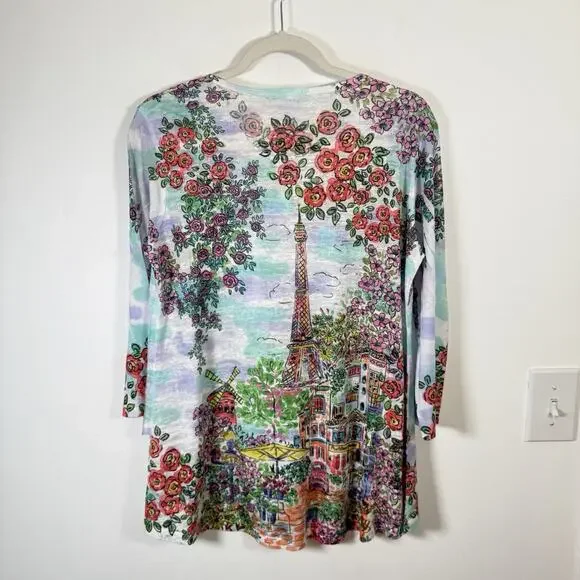 Jess & Jane French Paris Cafe Long Sleeve Tunic T-Shirt Artsy Womens Small - Picture 6 of 6